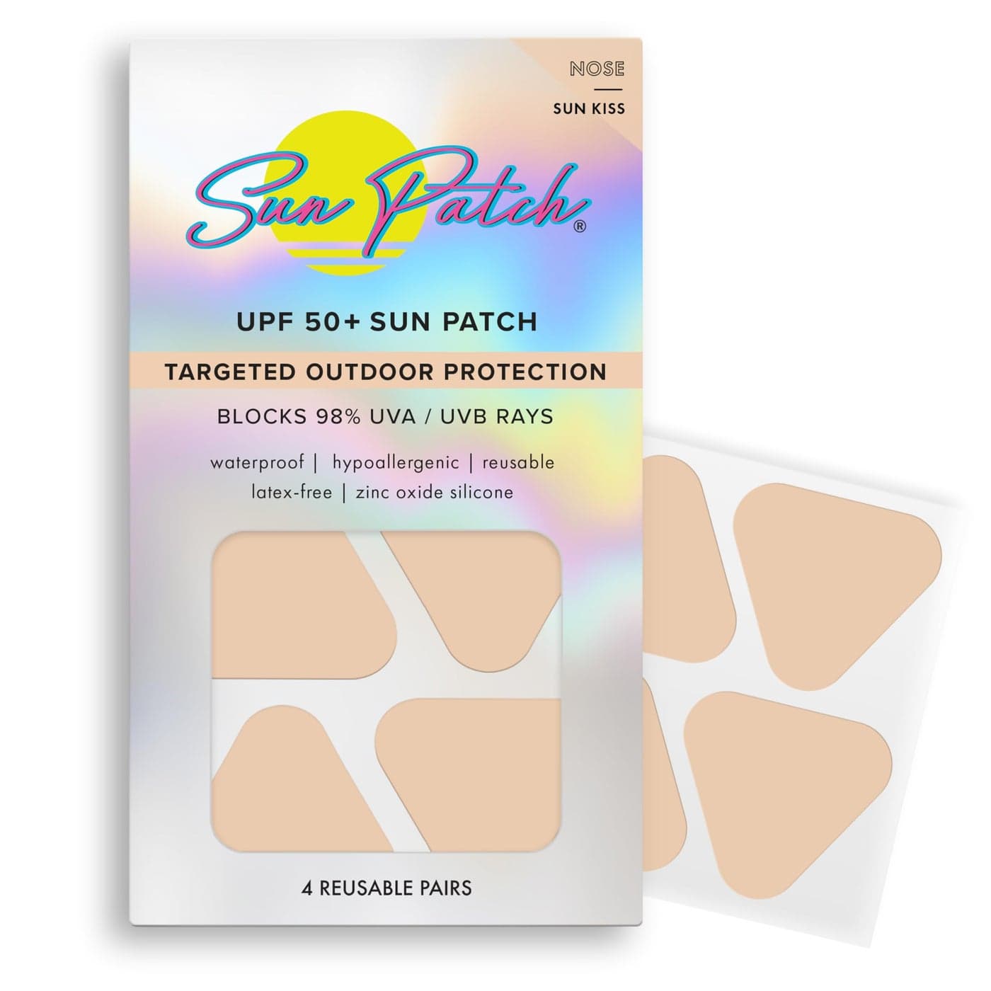 Sun Patch Reusable Sunblock Patches for Nose 100 Silicone Sunscreen Nose Patches for UV Protection Face Stickers with UPF 50 1 Pack4 Patches Sunkiss Nude Golf Surf Swim Ski Snow