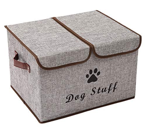 Dog toy box with lid dog storage organizer perfect basket for dog toys living room playroom closet home organization and storage LightGray