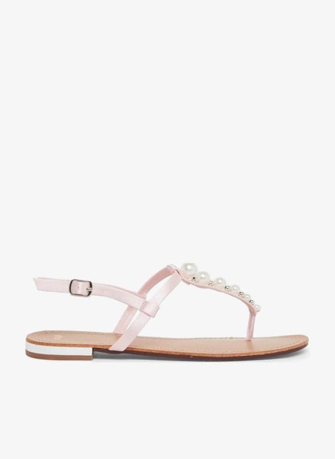 Pearl Embellished Flat Sandals