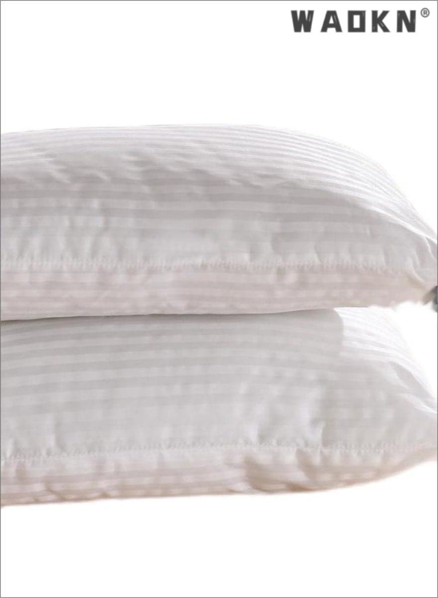 2 PCS cotton polyester cotton white single pillows,750 Grams Cotton Hotel Pillow - Luxury Down Alternative Filling With Soft Support 100% Breathable Cotton Cover With Satin Feel (48 x 74 cm)