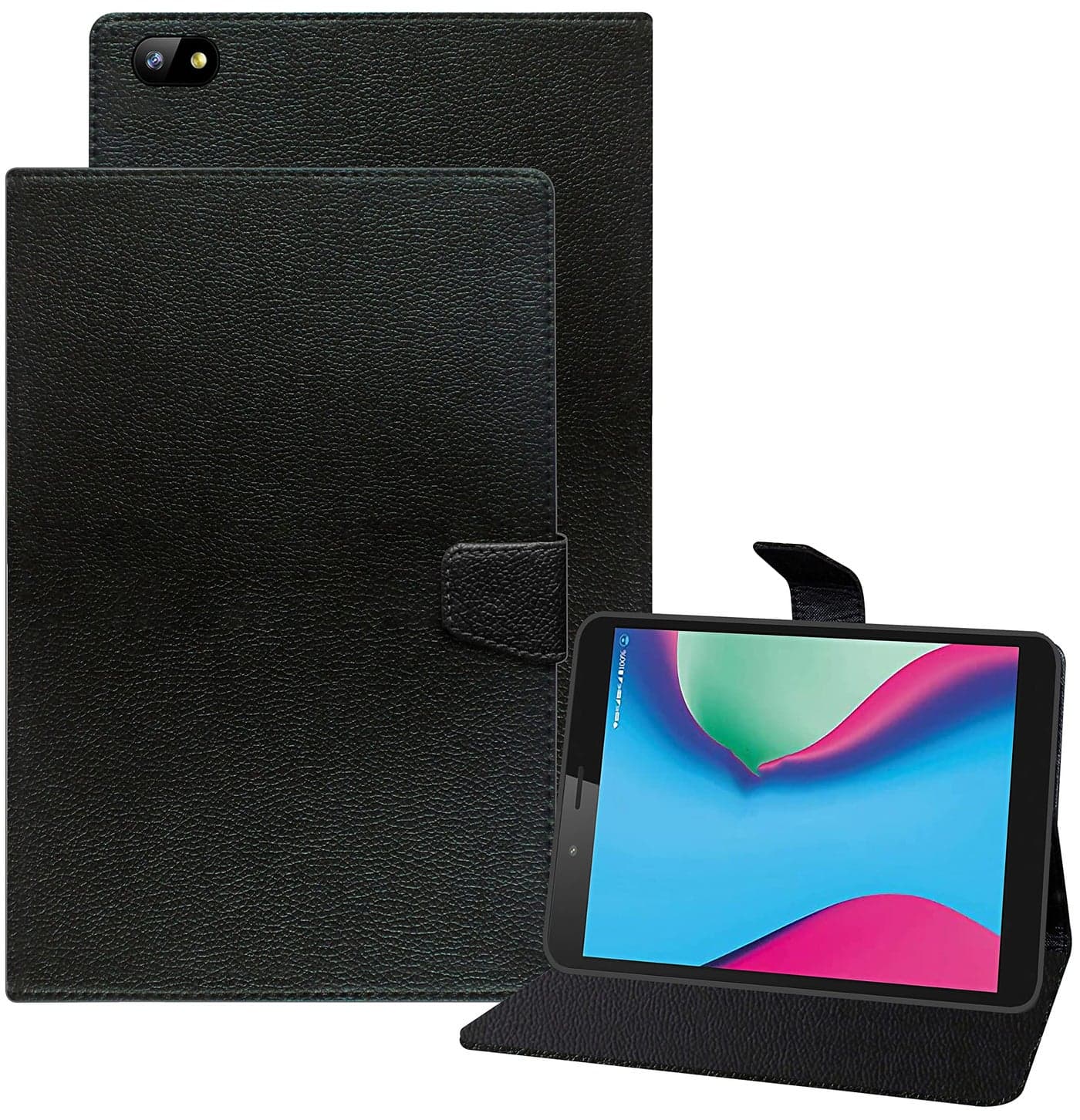 TGK Executive Adjustable Stand Leather Flip Case Cover for Lava T81N Tablet (Black)