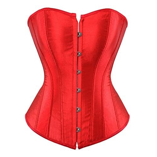 Kranchungel Corset Tops for Women: Plus Size Renaissance Corset - Lace up Bustier Overbust Halloween Costumes for Renaissance Festival Photo Shoots Large Red