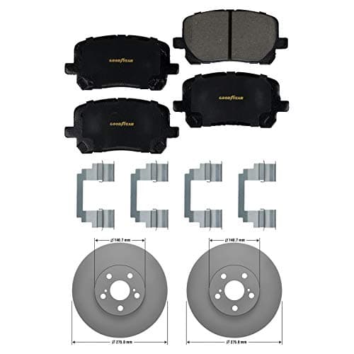 Goodyear Brakes PRK52725F | Front Premium Brake Kit with Pair (2) of AntiOx Coated Brake Rotors and Ceramic Brake Pads fits Pontiac Vibe 08-03; Toyota Corolla 08-03, Matrix 08-03