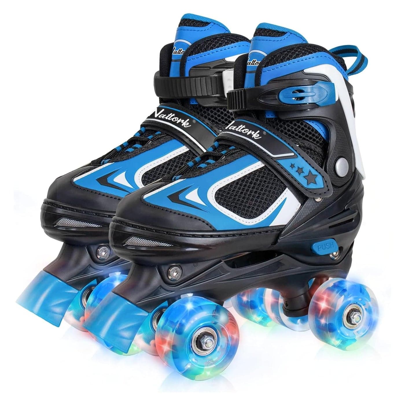 Nattork Kids Roller Skates for Boys Girls 4 Sizes Adjustable Quad Skates with Light up WheelsBeginner Kids Roller Skates Indoor Outdoor