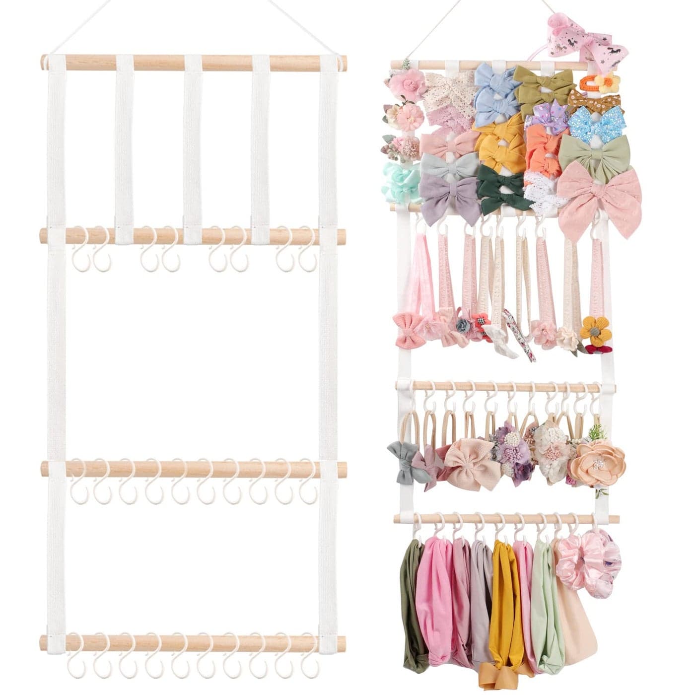 POVETIRE Headband Holder Hair Bows Organizer for Girls Baby Headbands Hair Accessories Organizer Storage Wall Hanging Decor for Toddler Girls Room