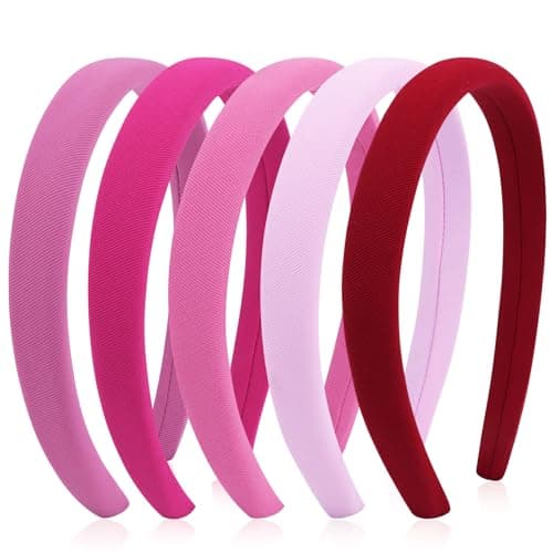 KICOSY Pink Headband for women girls Hot Pink Light Pink Padded Hairband Non Slip Cute Pink Head Band Pink Hair Accessories Pink Party Favors Valentines Day