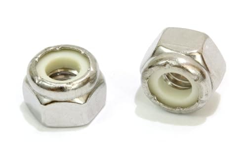 1/4"-20 Nylon Insert Lock Nut (100 Pieces) Stainless Steel Finish Hex Lock Nuts, 304 (18-8) Stainless Plain Finish Corrosion Resistant Commercial Grade by Bolt Dropper
