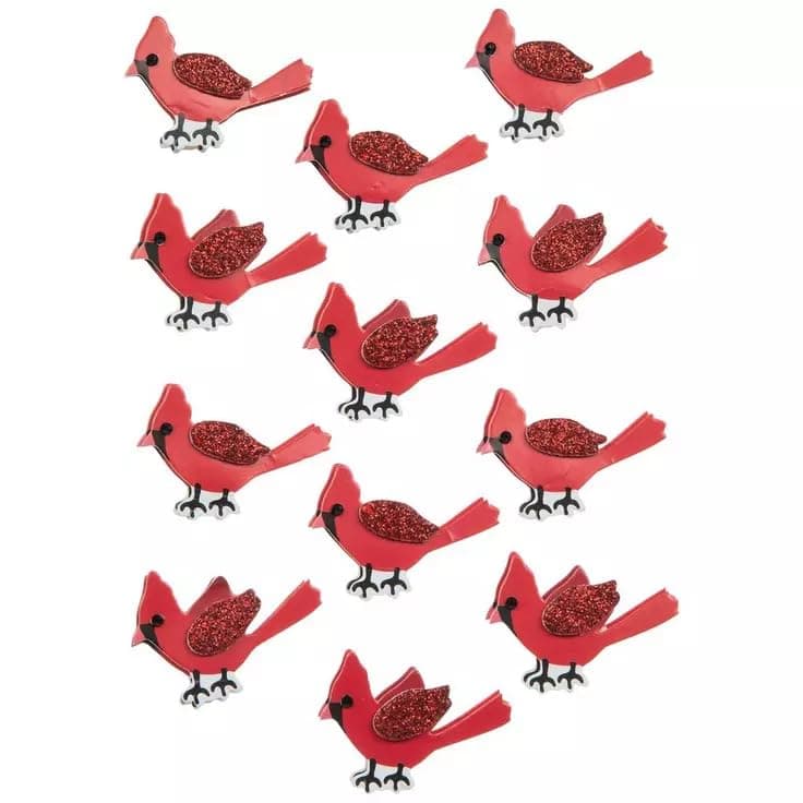 3D Cardinal Christmas Stickers for Journaling Scrapbooking Cardmaking Arts Crafts 12 Pieces