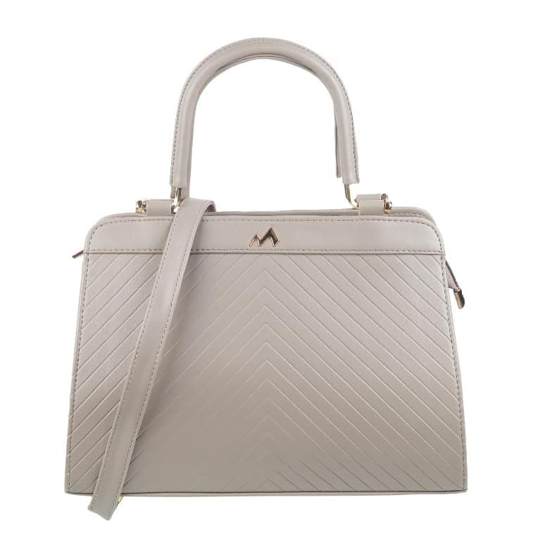 Metro Light Grey Faux Leather Premium Zipper Casual Shoulder Bag For Women