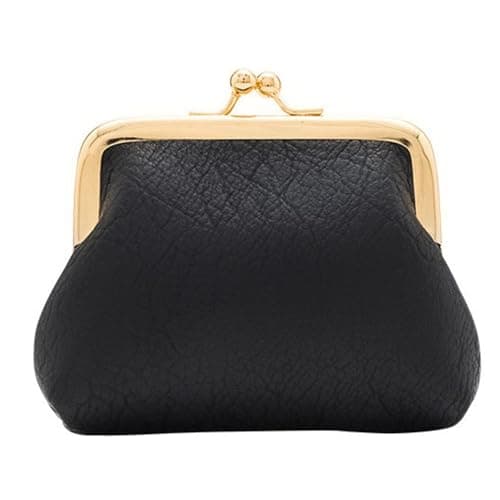 Lavogel Coin Purse, Kiss Lock Coin Purse for Women, Large Capacity Coin Pouch,Vintage Change Purse Cute Car Coin Holder for Women (1-Black)