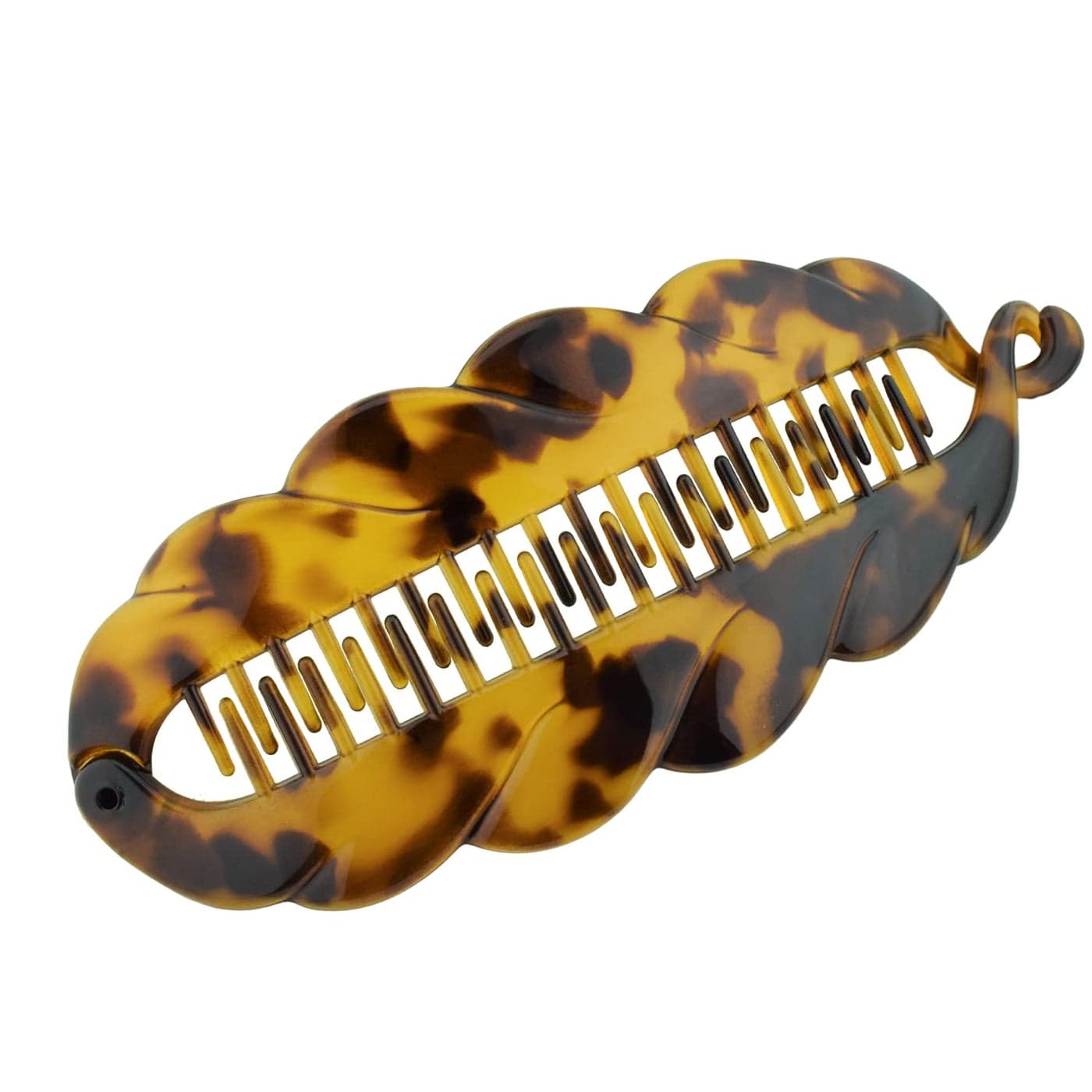 Parcelona French Scallop Fishtail Savana Light Shell Large 6 12 Celluloid Acetate Ponytail Interlocking No Slip Grip Banana Hair Clip for Women and Girls Made in France Savana Light Shell Brown