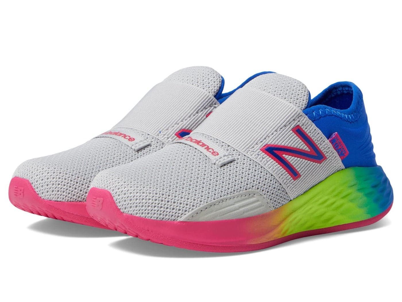 New Balance Baby Girls Fresh Foam Roav V1 Bungee Running Shoe, Light Aluminum/Cobalt, 2 Wide Infant