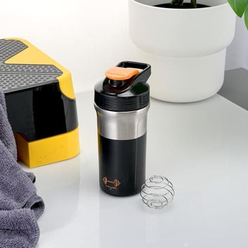 Nayasa Alloy Cross Fit Stainless Steel Gym Shaker Bottle | 900ml | Leakproof & Durable | Pre & Post Workout Shaker Bottle | BPA-Free Sports Shaker for Protein, Smoothies | Gym & Fitness Bottle | Brown