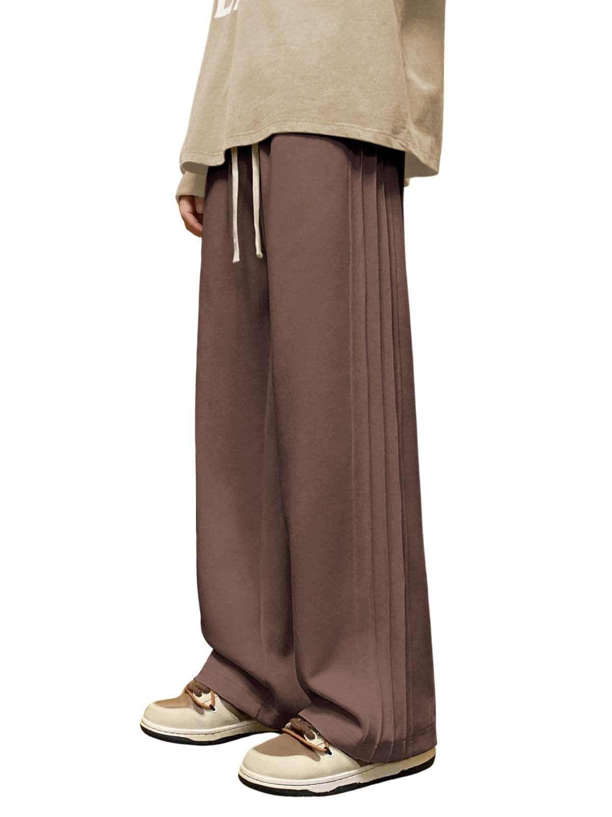 Greciilooks Men's Lycra Cargo Track Pants – Loose Fit Joggers for Men | Korean Style Travel & Lounge Wear with Pockets Brown
