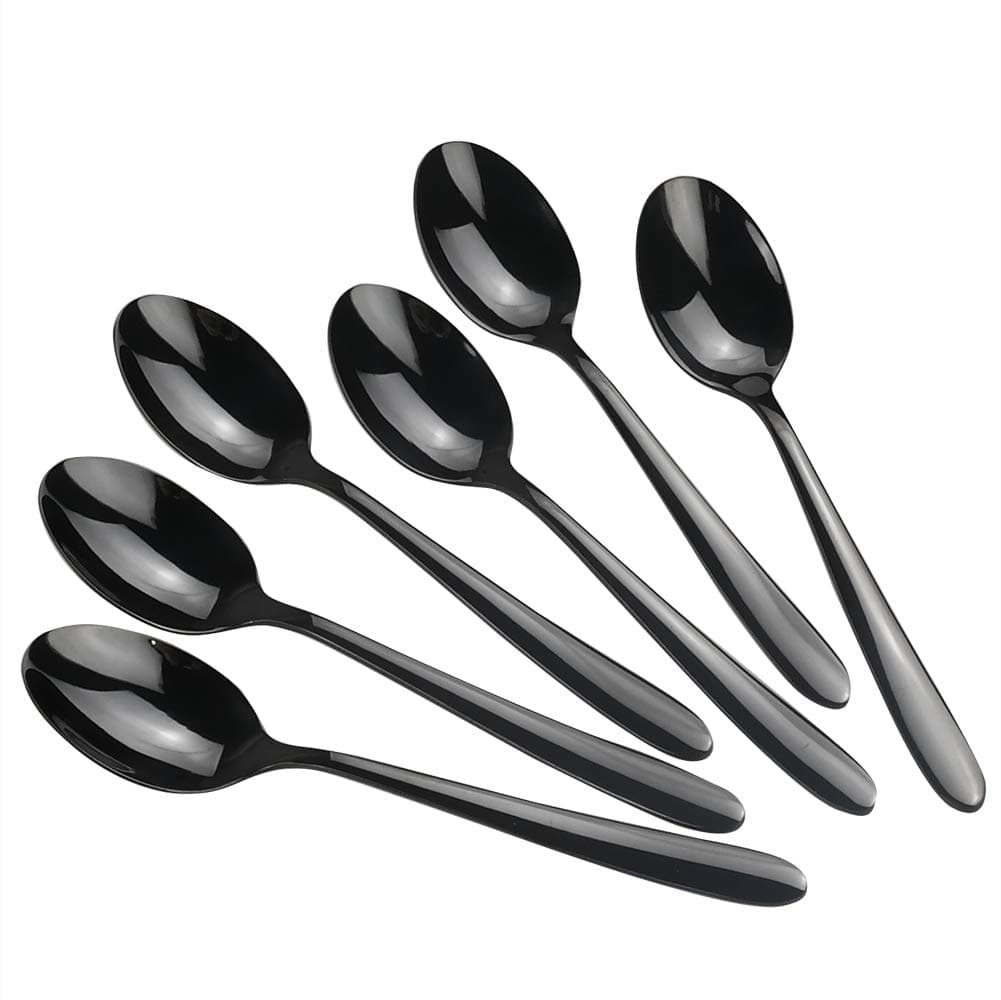Vababa 16Piece Stainless Steel Dessert Spoons 66 Inches Black