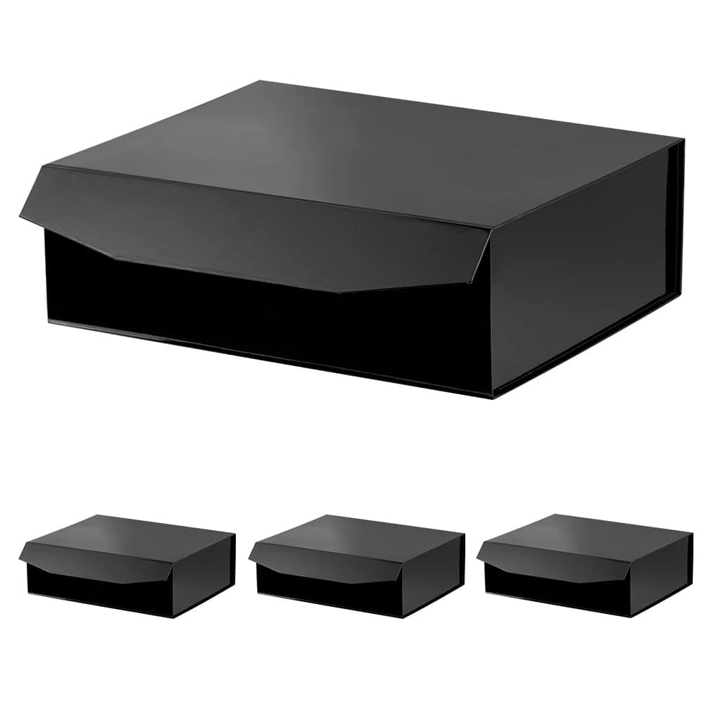 PACKGILO 4 Pcs Black Extra Large Gift Box with Lid 165 x 13 x 53 Inches Hard Magnetic Giant Gift Boxes for Presents Clothes Robe Wedding Dress SweaterReusable Foldable Bridesmaid Proposal Box
