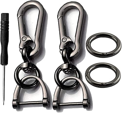 Imeisuit 2 Sets Car Keychain car key clip QuickRelease Horseshoe Shape DRing Key Fob Holder with Round Carabiner Keychain
