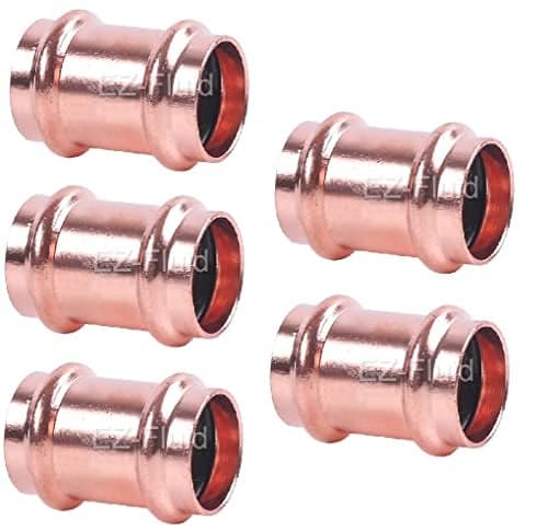 5pcs EZFLUID Heavy Duty 1 Press Slip Coupling without StopNo Stop Couplings LF Propress Pressure Copper FittingProPress Press Copper Fitting ConnectionResidentialCommercial Plumbing