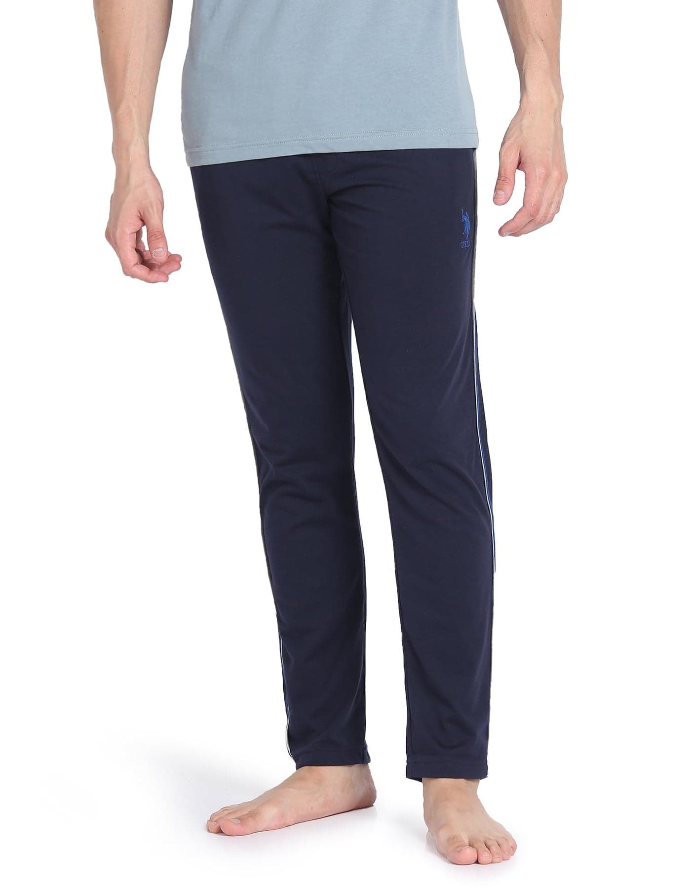 U.S. POLO ASSN. Solid Lr001 Lounge Men Relaxed Fit Mid Rise Track Pants - Pack of 1 (Navy Large)