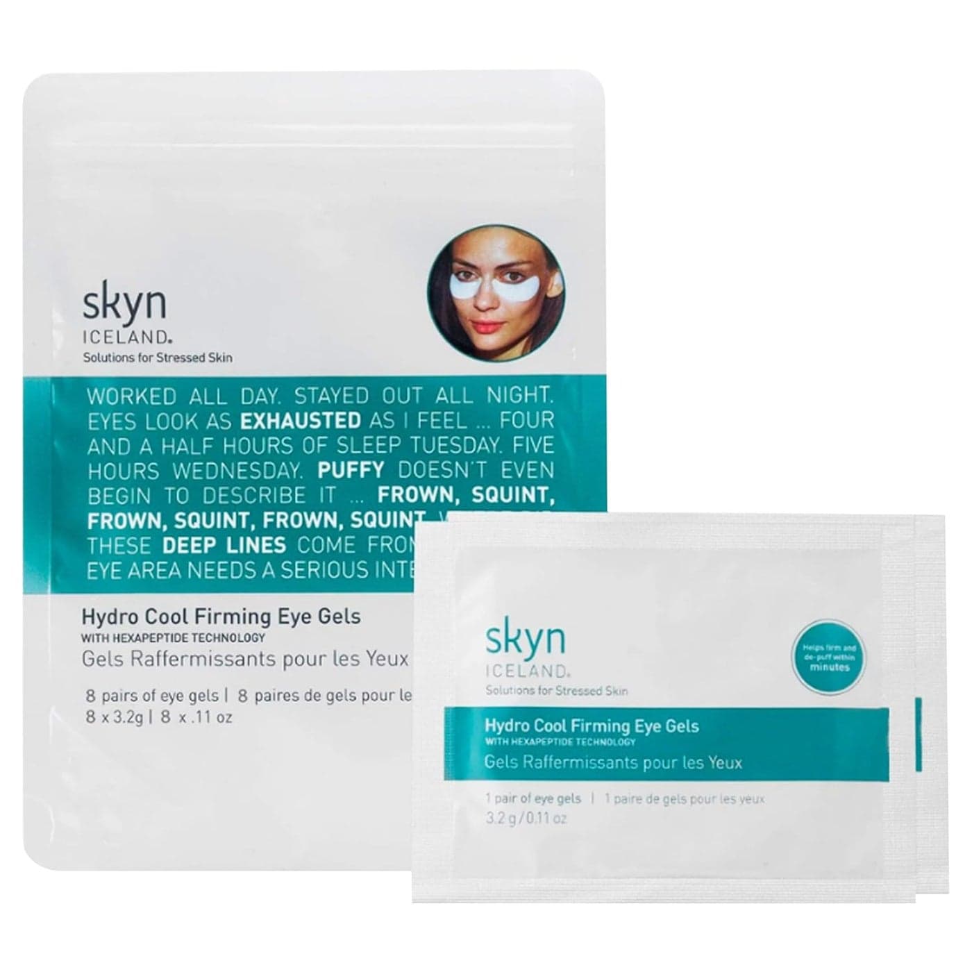 skyn ICELAND Hydro Cool Firming Under Eye Patches with Peptides and Coenzyme Q10 Instant Cooling Relief for Tired Puffy Eyes 8 Pairs