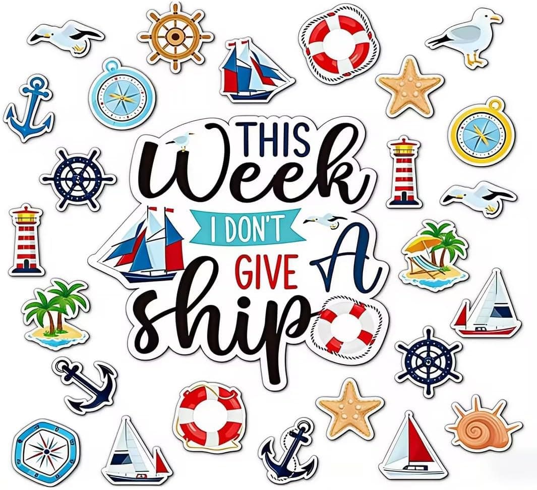 26 pcs Large Cruise Door Magnets Decorations, Funny Cruise Ship Door Magnetic for Car Fridge Refrigerator Funny Anchor Car Carnival Anchor Cabin Stickers Decals Supplies Favors