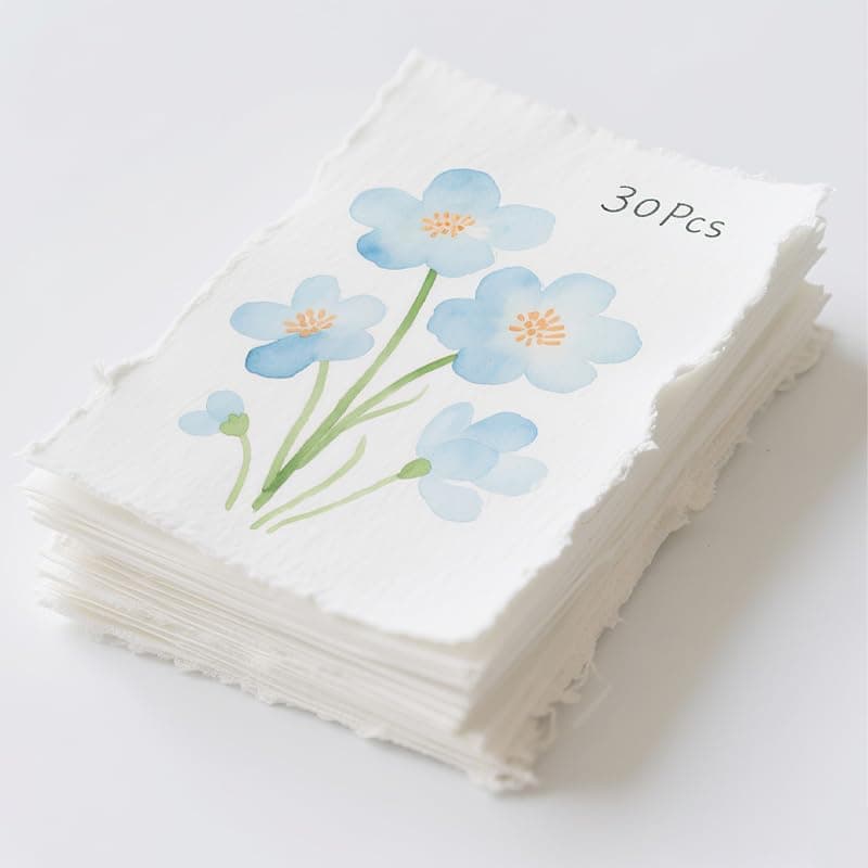 30 Sheets Watercolor Paper 300 GSM Thick Textured Cotton Paper 4 x 6 Inch Deckled Edge Handmade Paper for Painting Calligraphy Wedding Invitations Greeting Cards DIY Crafts