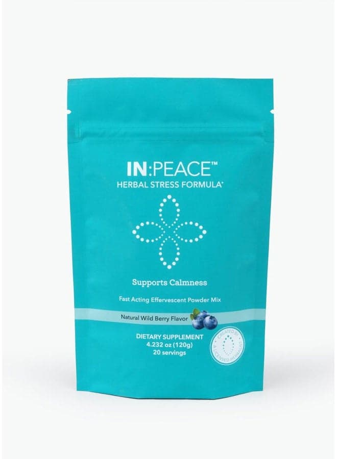 IN:PEACE Herbal Stress Formula. Natural Anxiety Remedy. Wild Berry Flavor. 9 Herb ANTIOXIDANT + ADAPTOGEN Blend. Clinically Proven Ingredients. Crafted by a Licensed Herbalist