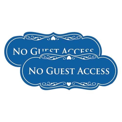 All Quality Designer No Guest Access Wall or Door Sign - Blue - Medium (2 Pack)
