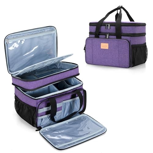 LUXJA 2 Layers Medicine Bag with Detachable Divider, Pill Bottle Organizer Suitable for Home or Travel Use, Purple