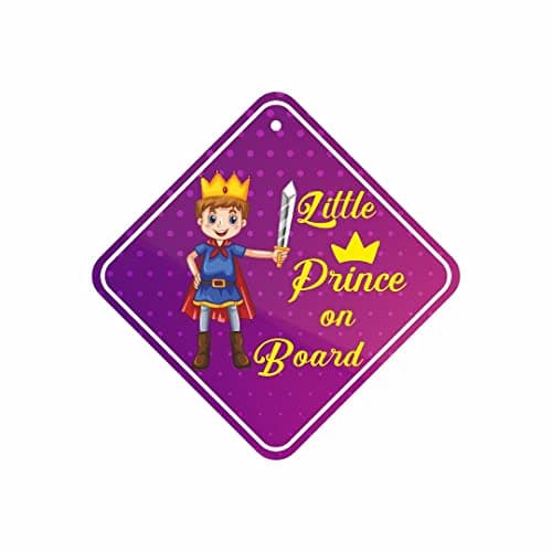 CVANU Waterproof Little Prince On Board Super Man with Sword Child/Baby Boy Vehicle Decal Sticker, Window Hanging Safety Sign for Car - Purple Color Size(6inch x 6inch) (Pack of 2)