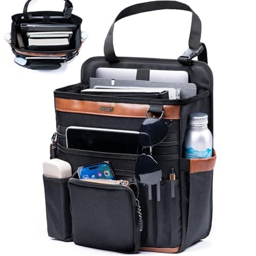 SPORJET Car Seat Organizer with Laptop Compartment Fits 156 Front Backseat Passenger Organizer with Adjustable Strap Multiple Pockets Portable Office Bag WaterResistant 1200D Polyester
