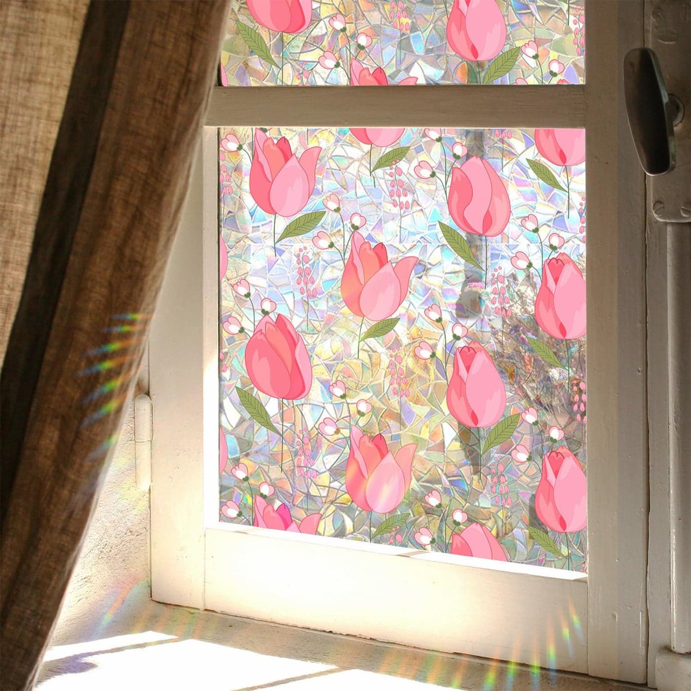 WBQMUNY Window FilmRainbow Window Privacy FilmTulip Vine Double Sided Static Glass Window Clings Stickers for Home Office Living Room Bathroom Glass Windows Door Decor177 x 433