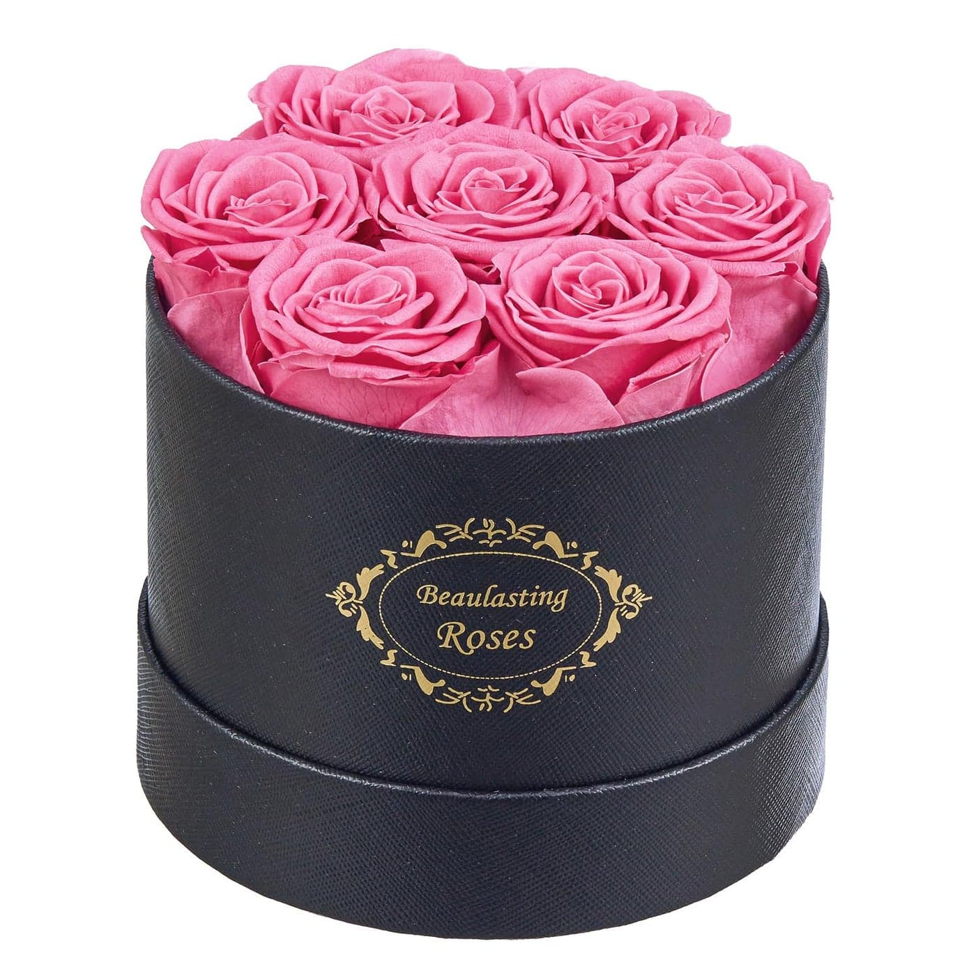 Beaulasting Long Lasting Preserved Roses in a Box Last a Year Forever Flowers for Her Mom Wife Anniversary Birthday Round Black Box Pink