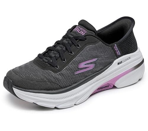 Skechers Women's Max Cushioning Arch Fit 2.0 Adelphi Hands Free Slip-Ins Sneaker, Black/Lavender, 9