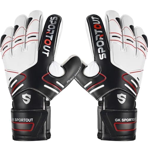 Sportout Youth&Adult Goalie Goalkeeper Gloves,Strong Grip for The Toughest Saves, with Finger Spines to Give Splendid Protection to Prevent Injuries,3 Colors (Black, 8)