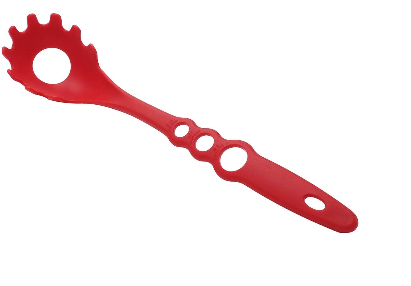 4 -in -1 Large Measure Portion Control/Nylon Spaghetti Spoon/Spoon Strainer/Spaghetti Measurer Tool Quick Pasta Measuring Tool With 3 Different Sizes Measuring Holes,For Kitchen Cooking Tool 【RED】