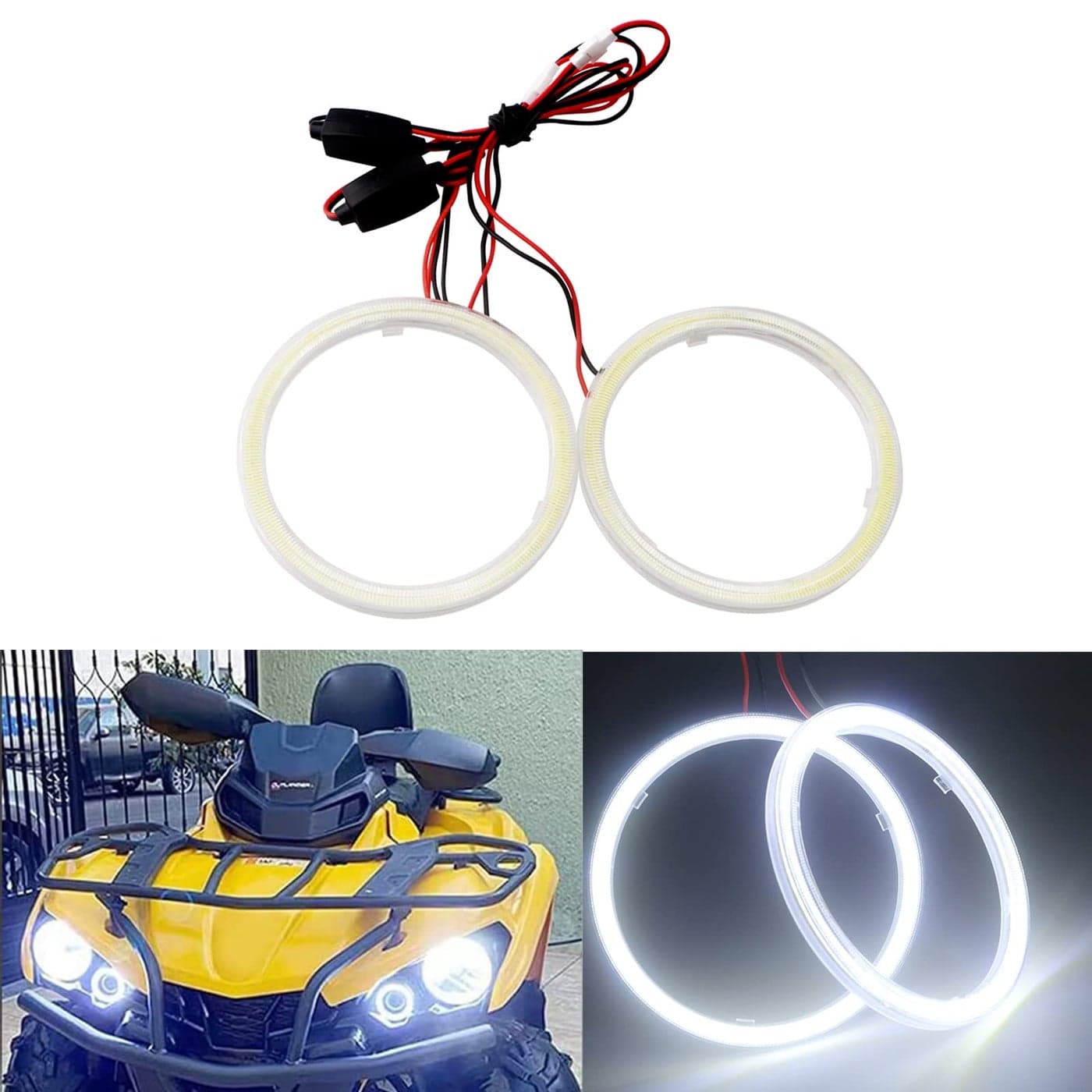 Qasim 1Pair White 110MM 81SMD COB LED Halo Ring Angel Eyes with lampshade Cover 12V 24V Led DRL Fog Light