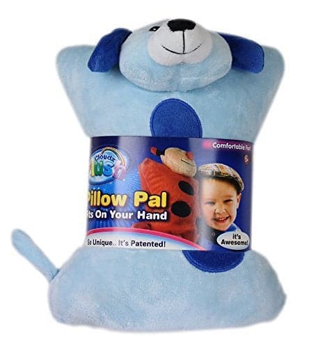 Cloudz Kids Super Soft N' Cuddly On Hand Animal Airplane Travel Pillow Pal! Keep Children Comfy and Supported with a Buddy While Traveling or just Resting at Home - Dog