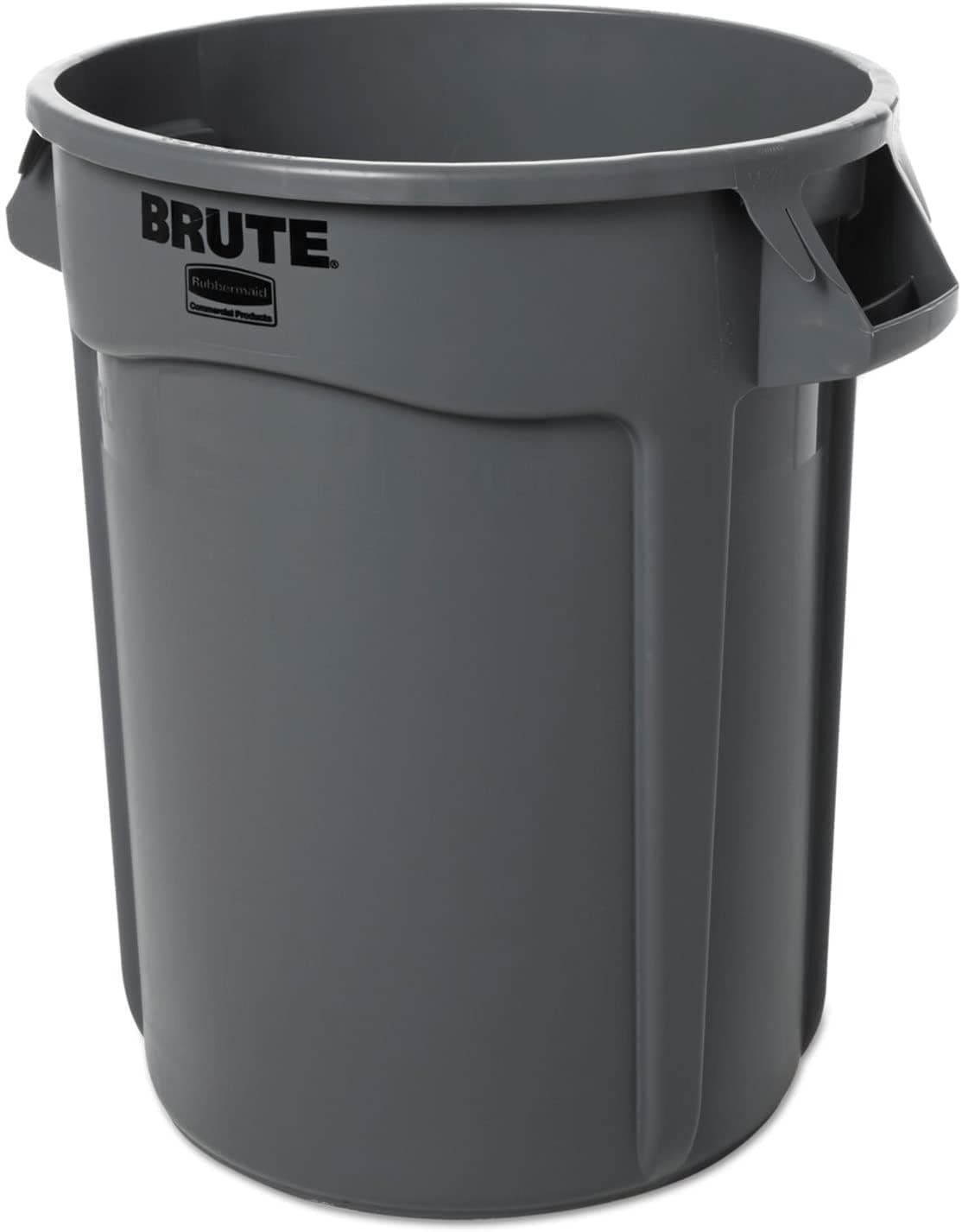 Rubbermaid Commercial Products BRUTE HeavyDuty Round TrashGarbage Can with Venting Channels Pack of 2 32 Gallon Gray for LandscapersConstructionRestaurantsBack of HouseOfficesWarehouses