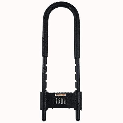 U Lock-Bicycle Combination U-Lock - Four Position Combination Padlock - Long Shackle Padlock - with Adjustable Shackle - Suitable for Bicycles, Electric Bikes, Mountain Bikes, Glass Doors