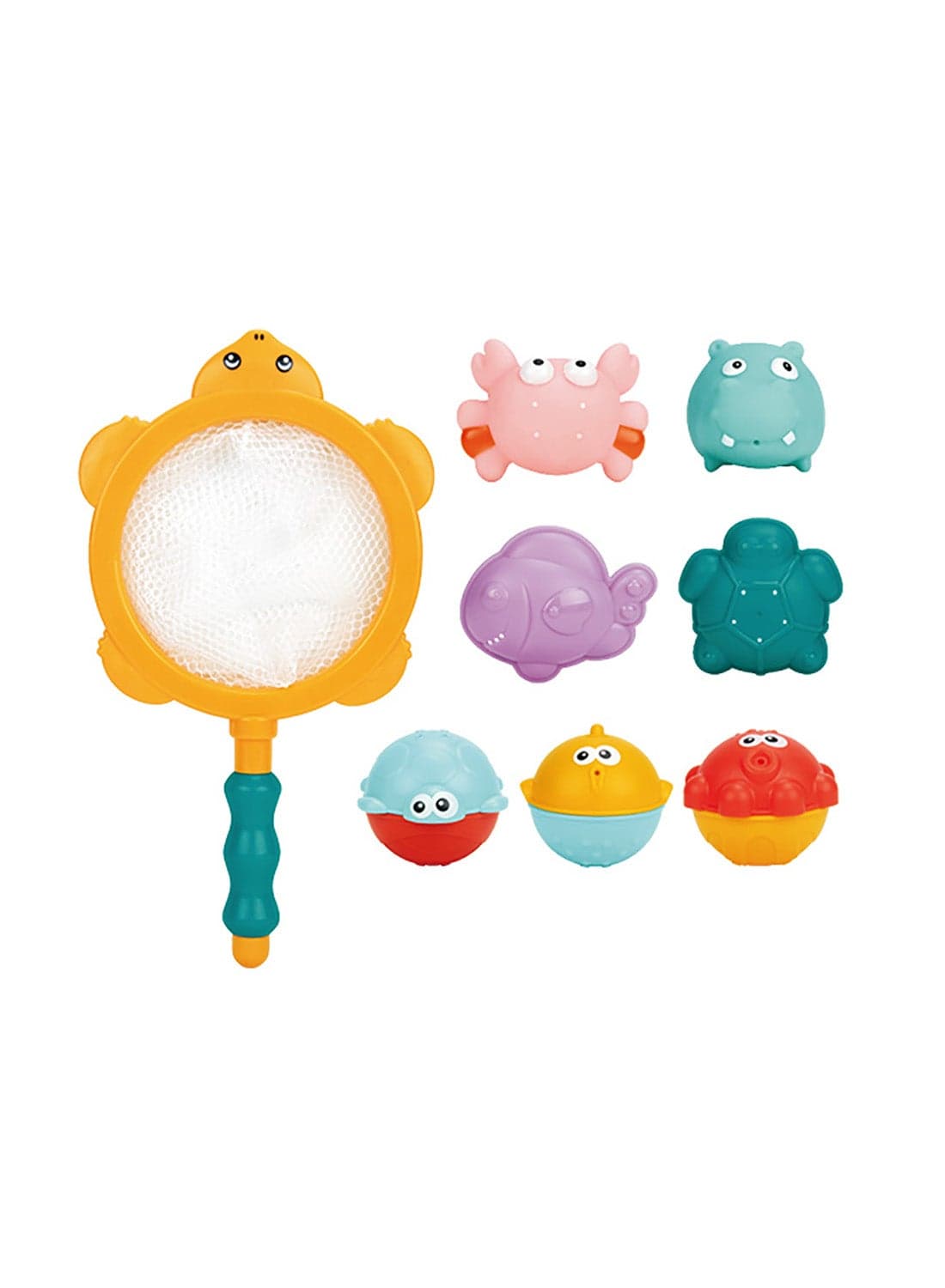 8 PCS Plastic Bite-resistant Baby Bath Toy, Water Spraying Discoloration Floating Animals, Pool Accessory, Turtle Crab Fishing Play Set for Babies and Toddlers