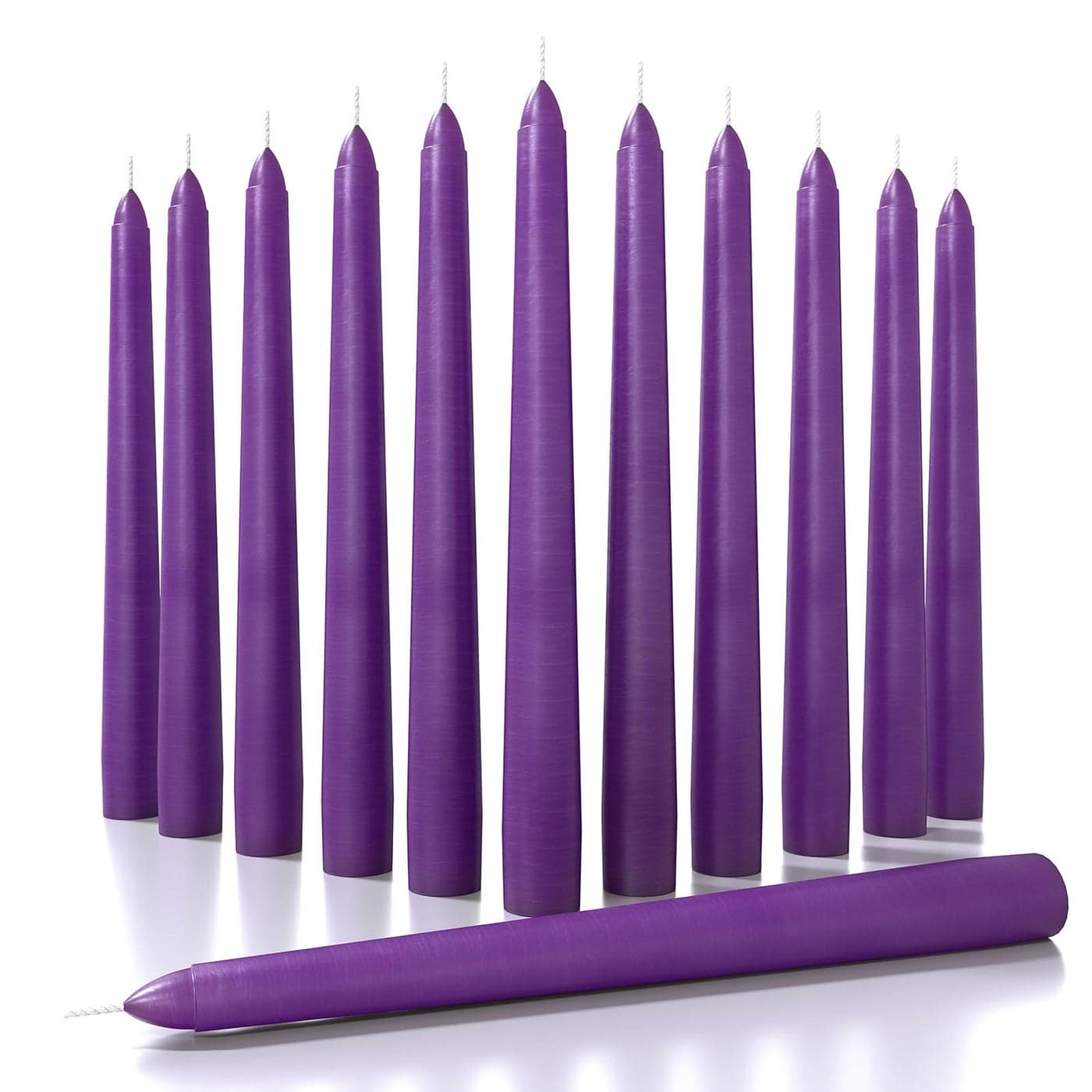 CANDWAX 8 inch Taper Candles Set of 12 Dripless Dinner Party or Wedding Candles Purple