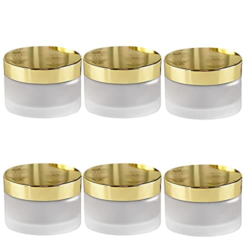 Devinez Multipurpose Frosted Glass Empty Jar/Container with Golden Cap, 50 Gms (Pack of 6), for Beauty, Cream, Blends, Skin Care, Hair Care, Travel, Toners, Cosmetic & DIY