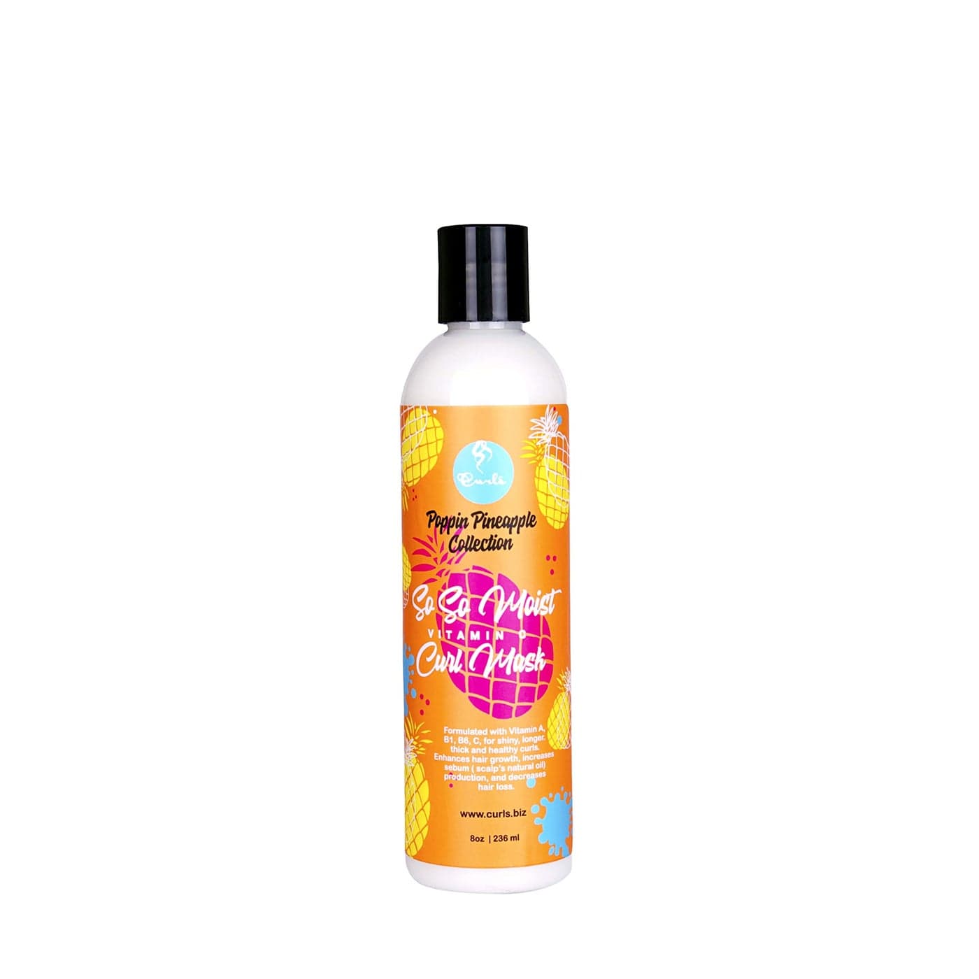 CURLS Poppin Pineapple So So Moist Vitamin C Curl Mask For All Curl Types Thickens Hair Prevents Breakage and Reduces Hair Loss Conditions and Moisturizes 8 Ounces