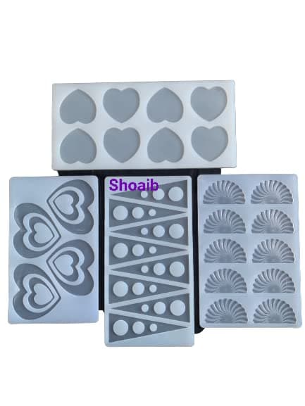 Heart Shape Fan Shape Trangle Shape Chocolate garnishing Sheet for Cake Decoration Combo of 4 Mould
