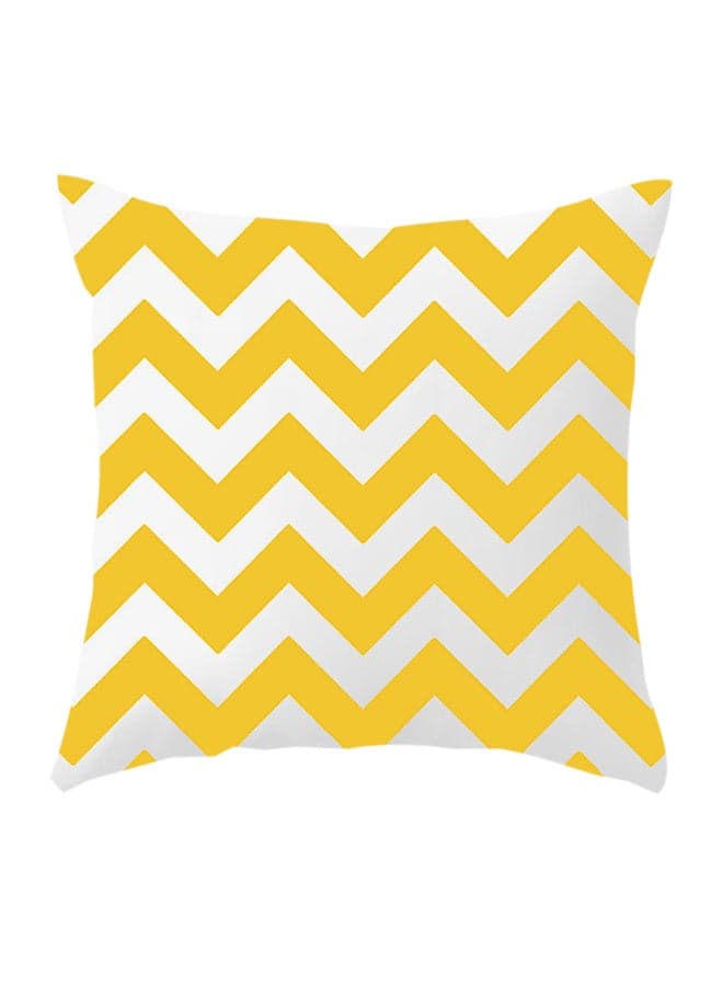 Decorative Printed Soft Pillow Yellow/White 45 x 45cm