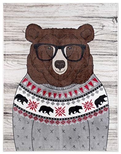 Safdie & Co. 65903.Z.01 Premium Printed Flannel 60"x48"-Super Soft, Lightweight, Microplush, Cozy and Functional Throw Blanket (Bear), Multi