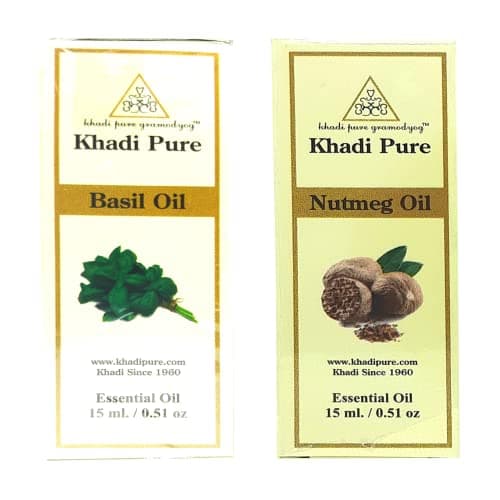 Khadi Pure Basil & Nutmeg Essential Oil, 15 Ml (Pack Of 2)