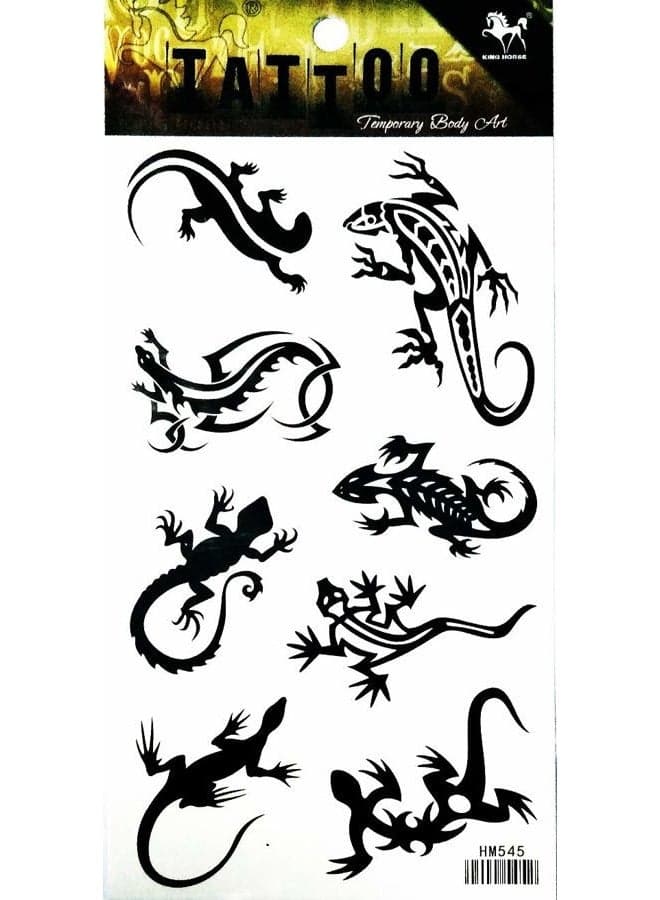 NipitShop 1 Sheet Black Lizard Gekko Salamander Women Body Tattoo Sticker For Men Fake Waterproof Temporary Tattoo New Designs Body