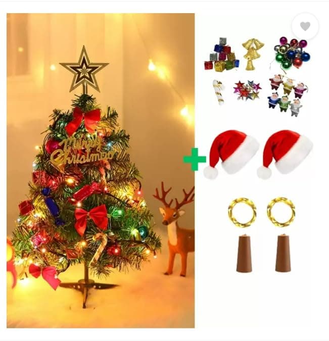 BB BACKBENCHERS Christmas Tree 2 Feet with 32 Decoration Ornaments Hanging Props for Table Office Artificial Xmas Tree Decor - Christmas Decorations Items for Home (CT-2FT-35)